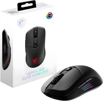 MSI Миша VERSA 300 ELITE W, WIRELESS, RGB, WL, чорний (385090) S12-4301290-CLA фото