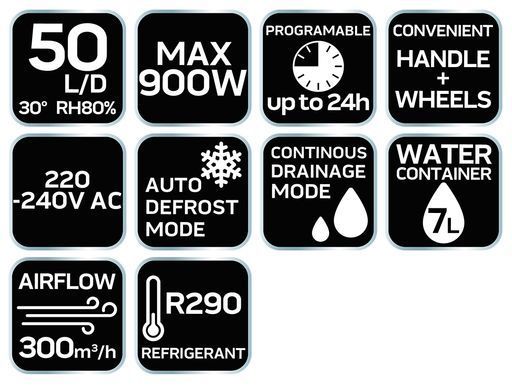 Строительный осушитель воздуха Neo Tools 91-160 750 Вт, 50 л/сутки, площадь 180 м&sup2;