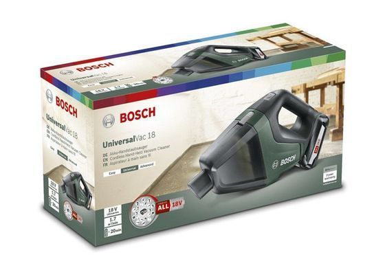 Пилосос професійний акумуляторний Bosch UniversalVac 18, 18В, акб 1х2.5Ач, 9кПа, контейнер 0.5л, 1.3кг 0.603.3B9.103 фото