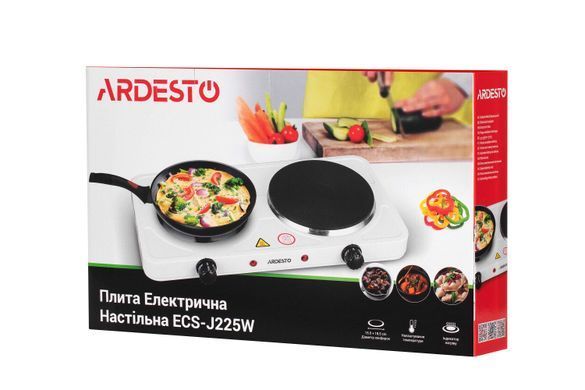 Електроплитка ARDESTO ECS-J225W - 2 конфорки горизонт. 2500 Вт / біла (349932) ECS-J225W фото