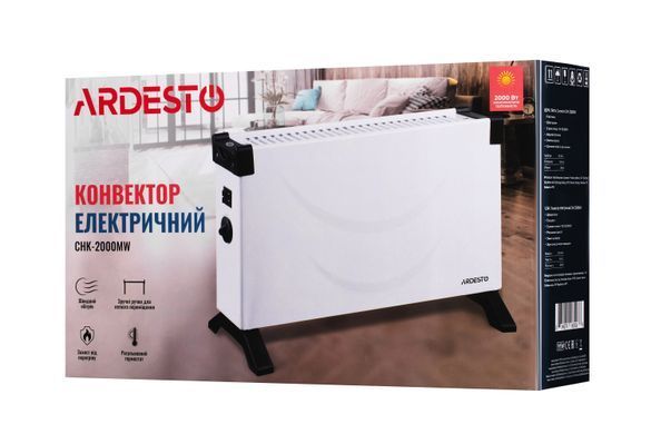 ARDESTO Конвектор, 20м2, 2000Вт, мех. упр-ння, відкритий нагрів. елемент, білий (357608)