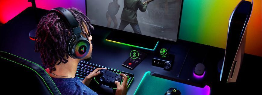 Гарнітура ігрова Razer Kraken V4 Pro, mini-jack/USB-A/BT/WL, RGB, чорний (385214) RZ04-05160100-R3M1 фото