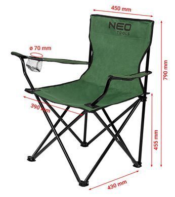 Стул складной Neo Tools 79 x 39 x 43 см, до 120 кг, чохол (63-157)