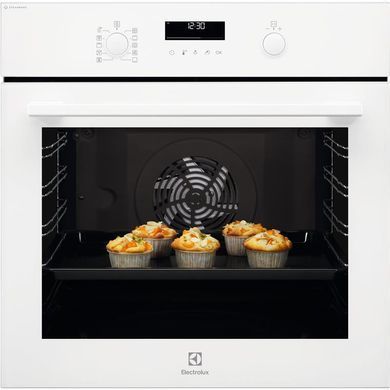 Electrolux Духовой шкаф электрический, 72л, A+, пар, дисплей, конвекция, телескопические направляющие, белый EOD6C77WV фото