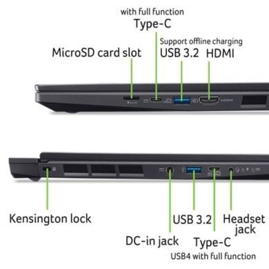 Acer Ноутбук Nitro 14 AN14-41 14.5" WUXGA IPS, AMD R7-8845HS, 32GB, F1TB, NVD4050-6, Lin, черный NH.QSREU.001 фото