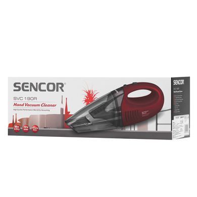 Sencor Пылесос автомобильный, 450Вт, конт пыль -0.5л, автон. раб. до 15мин, вес-1.5кг, красный SVC190R фото