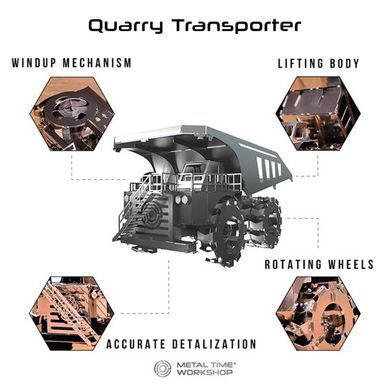 Колекційна модель-конструктор Metal Time Quarry Transporter Кар'єрний самоскид механічний (MT014) dt_96315 фото