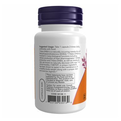 7-KETO, (Дегидроэпиандростерон), Now Foods, 100 мг, 60 Вегетарианских Капсул