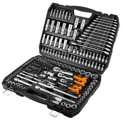 Набір ключів NEO 216 елементів 1/2", 3/8", 1/4" з тріскачками та бітами, арт. 10-216 10-216 фото