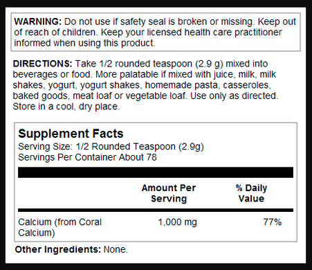 Кальцій KAL Coral Calcium Powder, в порошку