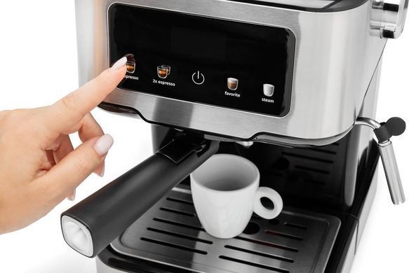Кофеварка рожковая Gorenje 1.5л, молотая, ручной капучинатор, нерж (382900) ESCM15CD фото