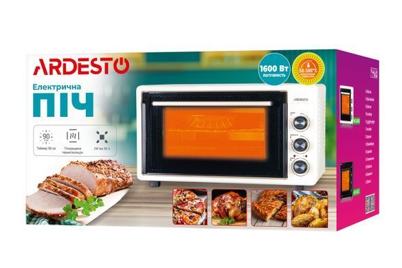 Електрична міні-піч ARDESTO MEO-S50FBG - 1600Вт/50 л./конвекція/таймер/подвійне скло/бежева (357127) MEO-S50FBG фото