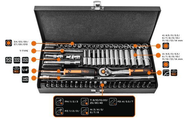 Набір інструментів Neo Tools 10-008 63 шт. 10-008 фото