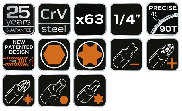 Набір інструментів Neo Tools 10-008 63 шт. 10-008 фото