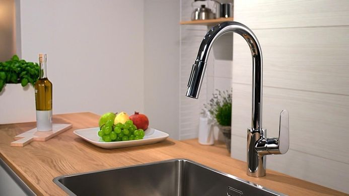 Смеситель для кухни Hansgrohe Focus, дл.излива - 235мм, вытяжной, 1 рычаг, KM240, хром