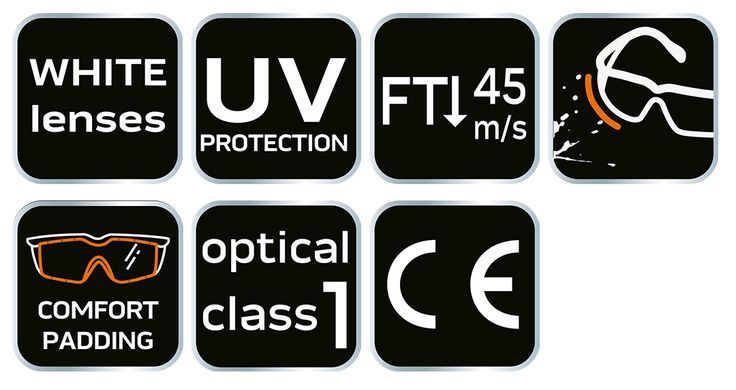 Окуляри захисні NEO 97-520 - удароміцні, полікарбонатні лінзи, UV фільтр