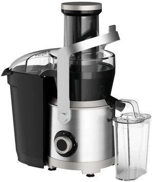 Tefal Соковитискач Nutri XXL відцентрований 1000Вт, чаша-0.8л, жмих-2.2л, жолоб на ціле яблуко, пластик/метал, чорний-нержавіюча сталь (379795) ZE660D10 фото