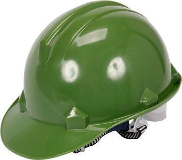 Каска для защиты головы VOREL зеленая из материала HDPE