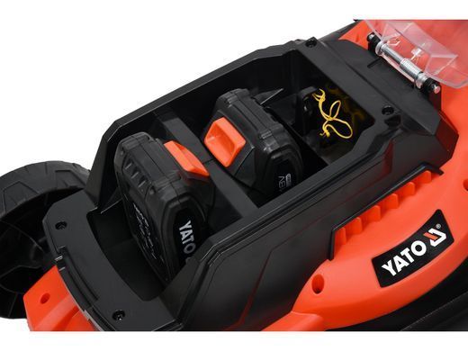 Газонокосарка акумуляторна YATO на 4-х колесах (2х18В, 34см, 35л) YT-85220 фото