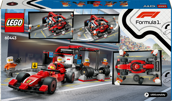 Конструктор LEGO City Пит-стоп и пит-экипаж F1 с болидом Ferrari 322 детали (60443)