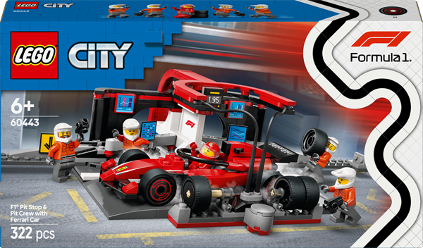 Конструктор LEGO City Пит-стоп и пит-экипаж F1 с болидом Ferrari 322 детали (60443)