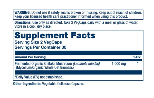 Fermented Shiitake Mushroom 1000mg - 60 vcaps