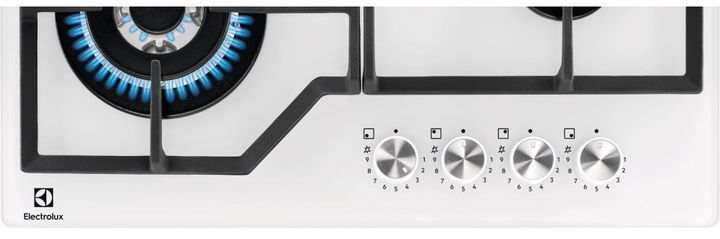 Electrolux Варочная поверхность газ на стекле, 60см, чугун, белый KGG64362W фото
