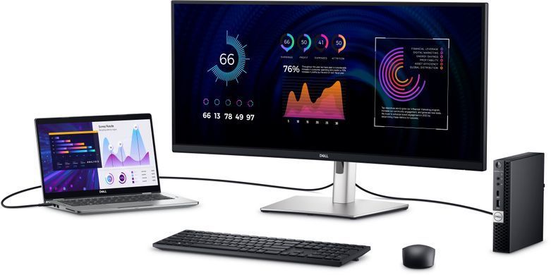 Dell Монітор 34" P3424WE HDMI, DP, USB-C, RJ-45, IPS, 3440x1440, 21:9, sRGB 99%, CURVED, HAS (369708) 210-BGTY фото
