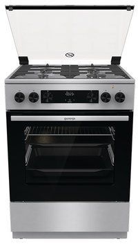 Gorenje Плита комбінована, 71л, 60x60см, дисплей, чавун,з кришкою, програматор IconLed,нерж (368173) GKS6C70XF фото