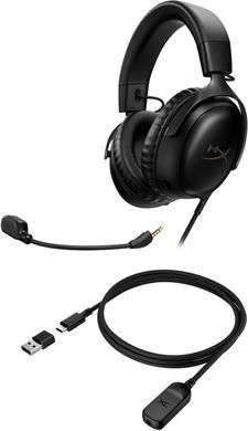 Гарнітура ігрова HyperX Cloud III, mini-jack/USB-A/USB-C, 1.2м/1.3м, чорний (367875) 727A8AA фото