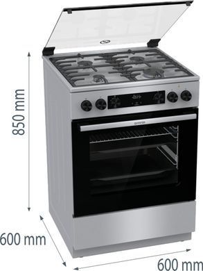 Gorenje Плита комби, 71л, 60x60см, дисплей, чугун, с крышкой, программатор IconLed,нерж GKS6C70XF фото