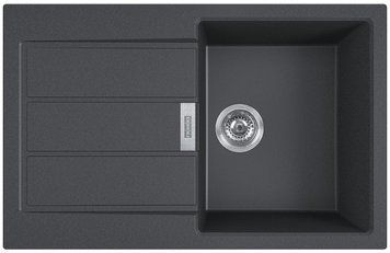 Мийка кухонна Franke Sirius, тектонайт, прямокутник, з крилом, 780х500х200мм, чаша - 1, накладна, 2 S2D 611-78 , чорний (328987)