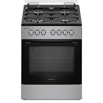 Плита газоелектр. F661234GB 60см. сіро-чорка, чавунна решітка (GRUNHELM) 133512 фото
