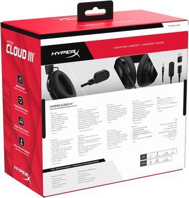 Гарнітура ігрова HyperX Cloud III, mini-jack/USB-A/USB-C, 1.2м/1.3м, чорний (367875) 727A8AA фото