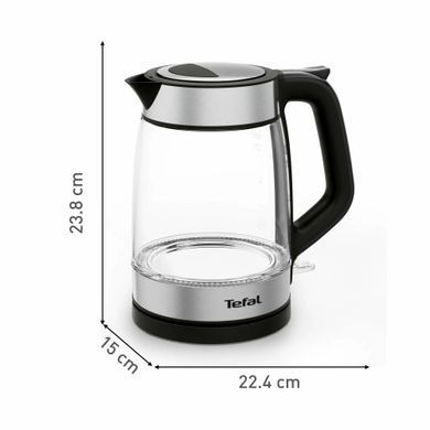 Tefal Электрочайник Glass Kettle 1.7л, стекло, с подсветкой, черно-серебряный (385526) KI605830 фото