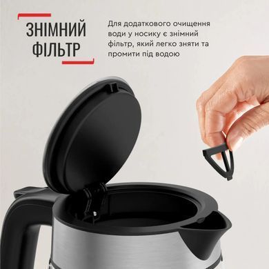 Tefal Электрочайник Glass Kettle 1.7л, стекло, с подсветкой, черно-серебряный (385526) KI605830 фото