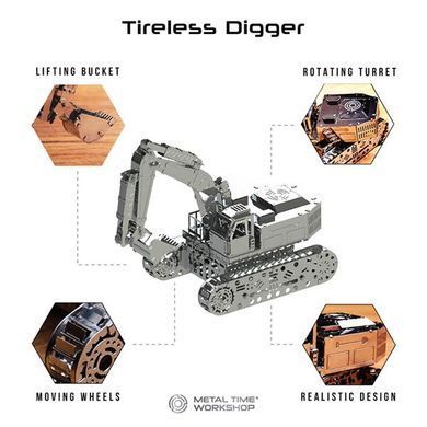 Колекційна модель-конструктор Metal Time Tireless Digger Екскаватор механічний (MT043) dt_96318 фото