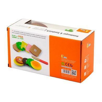 Іграшкові продукти Viga Toys Дерев'яні гамбургер і сендвіч (50810) dt_79230 фото