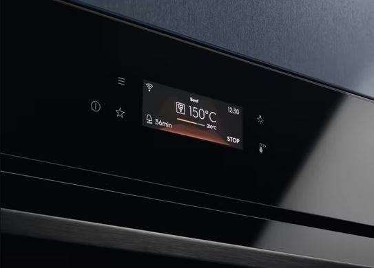 Electrolux Духова шафа електрична, 70л, А++, пара, дисплей, конвекція, ф-ція пароварки, телескопічні напрямні, чорний (368009) EOABS39WZ фото