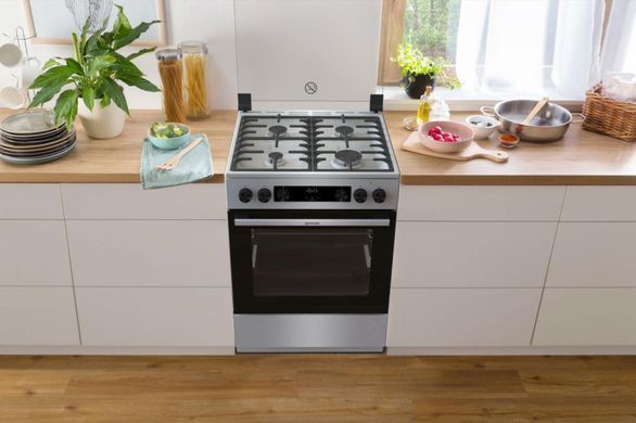 Gorenje Плита комби, 71л, 60x60см, дисплей, чугун, с крышкой, программатор IconLed,нерж GKS6C70XF фото