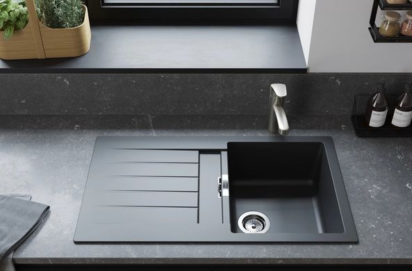 Мийка кухонна Hansgrohe S52, граніт, прямокутник, з крилом, 980х480х190мм, чаша - 1, врізна, S52-F480, сірий камінь (365960)