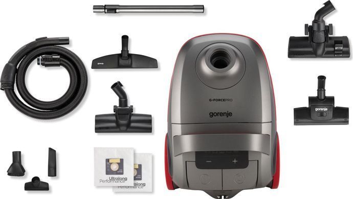Пилосос Gorenje мішковий, 700Вт, 3л, HEPA, щітка Xpand Zone, turbo brush, телескоп, чорний графіт (387756) VCEA24GPRA фото