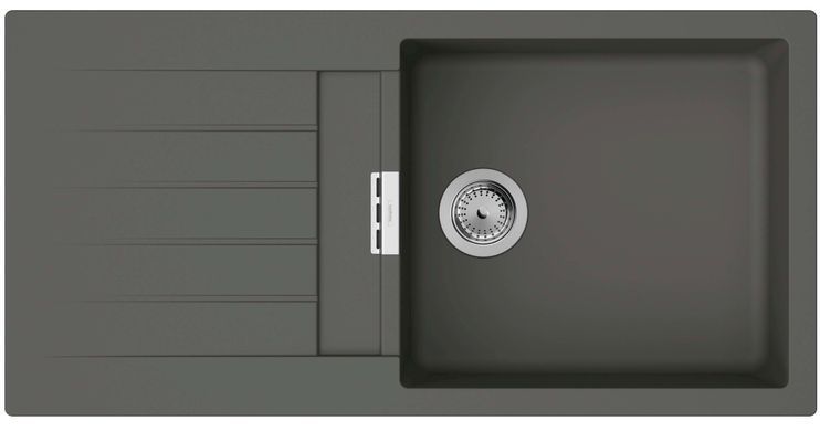 Мийка кухонна Hansgrohe S52, граніт, прямокутник, з крилом, 980х480х190мм, чаша - 1, врізна, S52-F480, сірий камінь (365960)