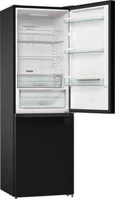 Gorenje Холодильник с нижн. мороз. камерой 185х60х60см, 2 дв., 204(96)л, А++, NoFrost+ , LED дисплей, Зона св-ти, черный NRK6192ABK4 фото