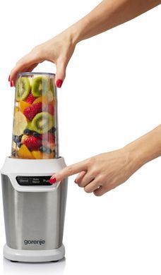Блендер Gorenje стационарный 700Вт, чаша-750мл, измельчитель, белый-нерж (391871) BN700XG фото