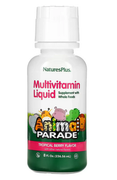 Дитячі мультивітаміни, Animal Parade Multivitamin Liquid - 236.56 ml Tropical Berry