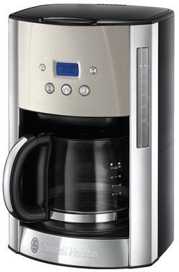 Кофеварка капельная Russell Hobbs Luna Stone, 1.5л, молотая, LED-дисплей, подогрев чашек, черно-серебристый 26990-56 фото