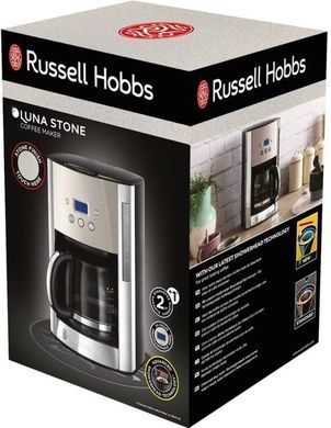 Кофеварка капельная Russell Hobbs Luna Stone, 1.5л, молотая, LED-дисплей, подогрев чашек, черно-серебристый 26990-56 фото