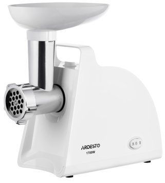 М'ясорубка ARDESTO 1700Вт, продук.-1.6кг/хв, 2 решітки + для ковб., кеббе, пластик, білий (301783) MGL-1730R фото
