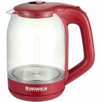 Електрочайник Скло - EKP-1801GR NEW, 1,8л, 2000Вт, червоний, диск (GRUNHELM) 87890 фото